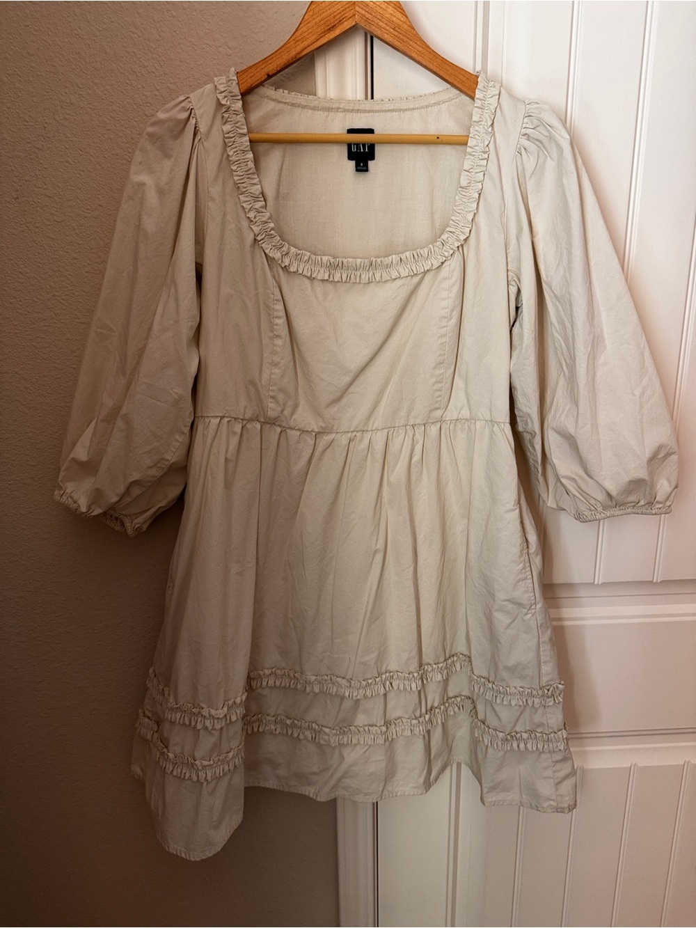 Gap peasant dress size 8 Cream Ruffle Square Neck prairie